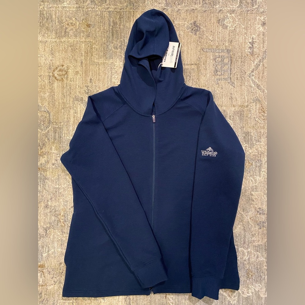 Navy Ribbed full-zip Golf Hoodie
